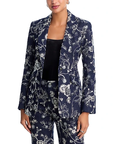 Cinq a Sept Garden Embroidered Denim Cheyenne Blazer