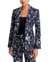 Cinq a Sept Garden Embroidered Denim Cheyenne Blazer