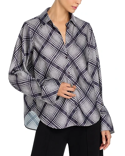 Derek Lam 10 Crosby Wesley Lattice Print Crepe Back Satin Shirt