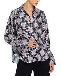 Derek Lam 10 Crosby Wesley Lattice Print Crepe Back Satin Shirt