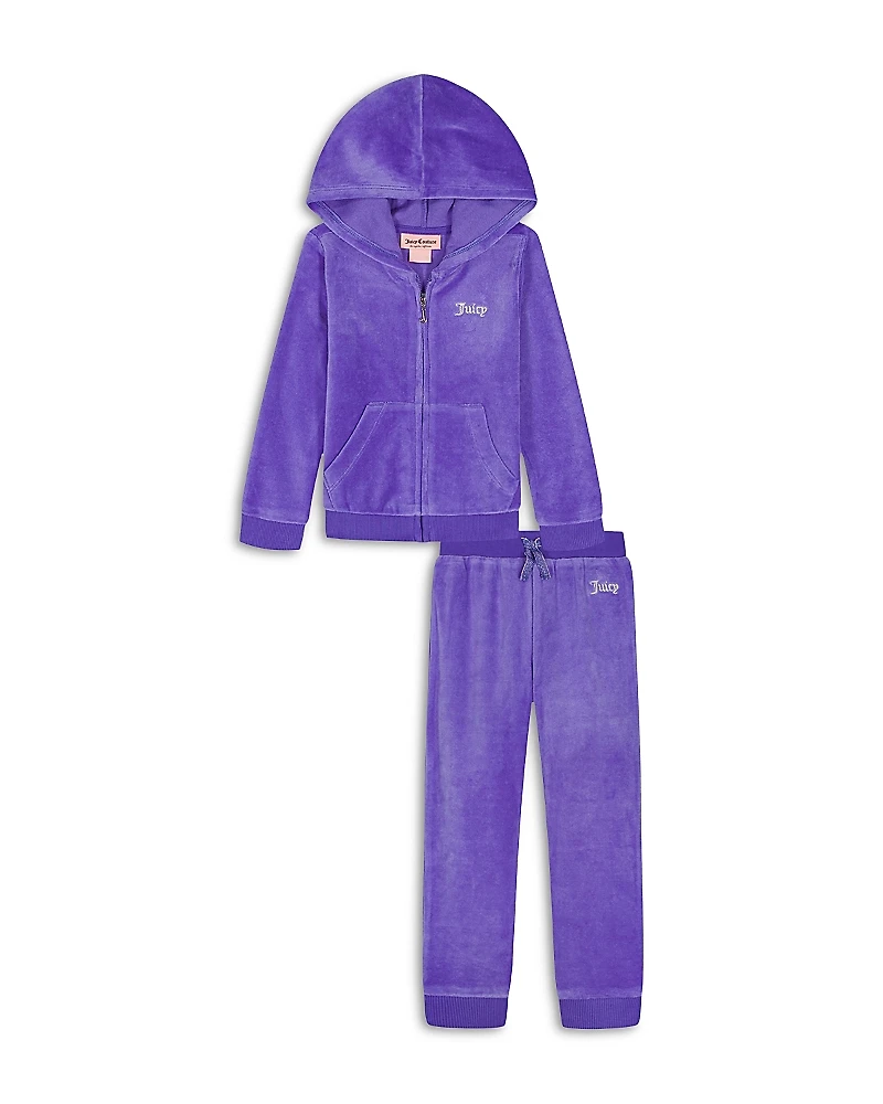 Juicy Couture Girls' Velour Hoodie & Jogger Pants Set