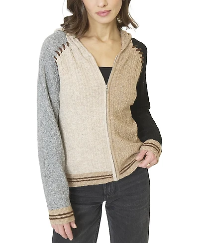 Central Park West Women's Faye Cabled Hoodie W / Whipstitch
