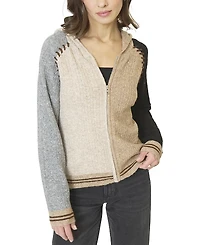Central Park West Women's Faye Cabled Hoodie W / Whipstitch