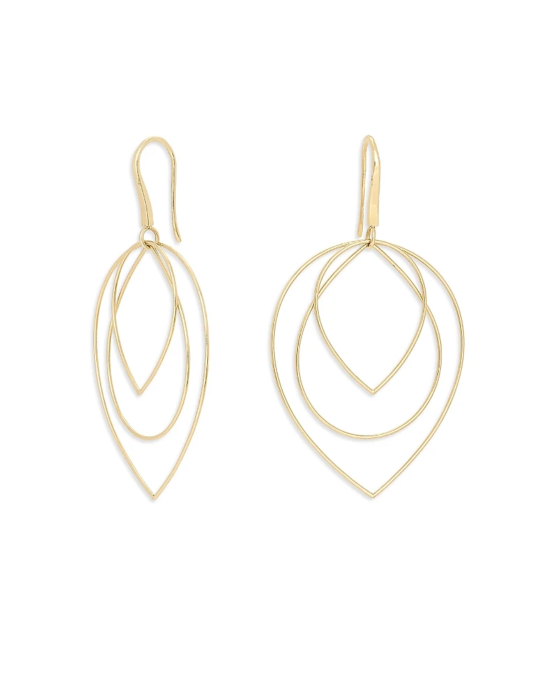 Lana Jewelry 14K Yellow Gold Three Tier Multi Shape Drop Earrings
