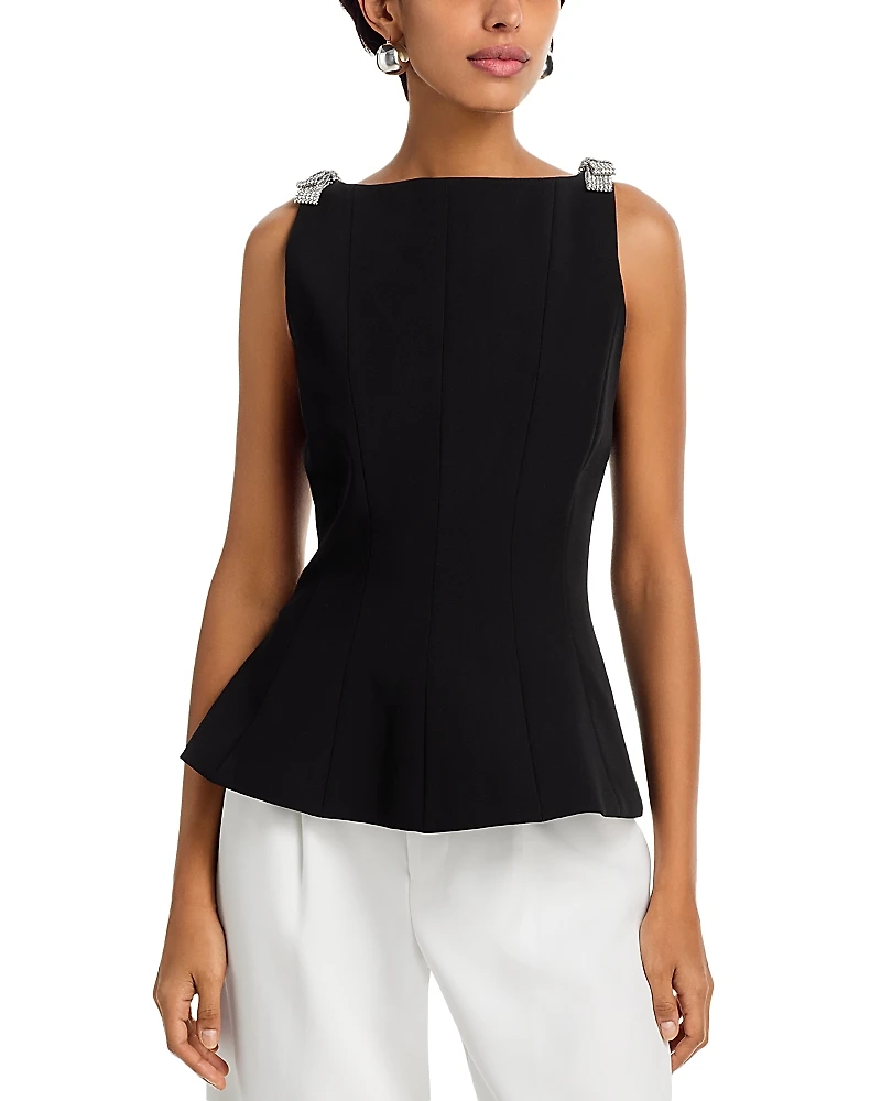 Milly Ruby Cady Crystal Bow Sleeveless Top