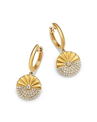 Bloomingdale's Fine Collection Diamond Pave Ridge Textured Circle Drop Earrings