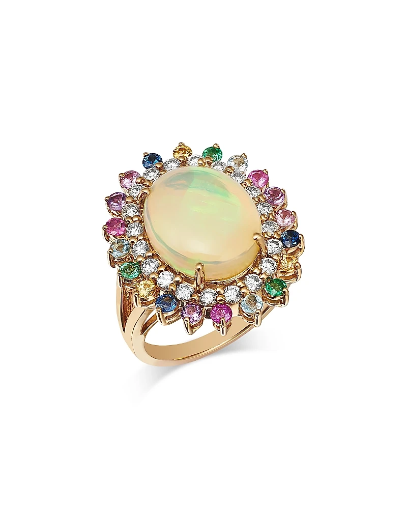 Bloomingdale's Fine Collection Opal, Multi Gemstone & Diamond Statement Halo Ring