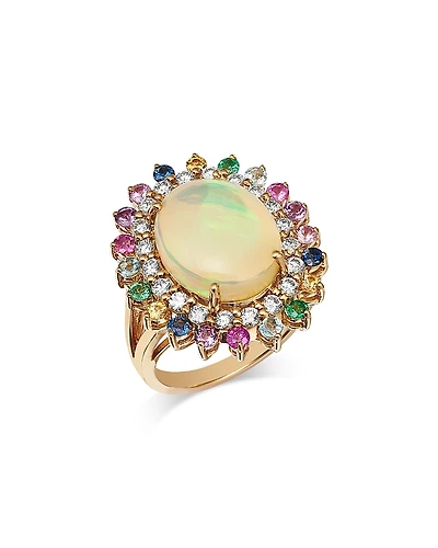 Bloomingdale's Fine Collection Opal, Multi Gemstone & Diamond Statement Halo Ring