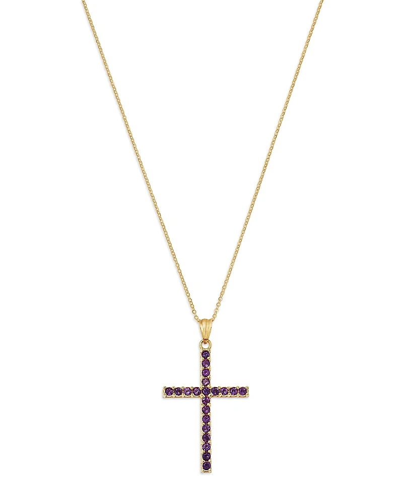 Bloomingdale's Fine Collection Amethyst Cross Pendant Necklace