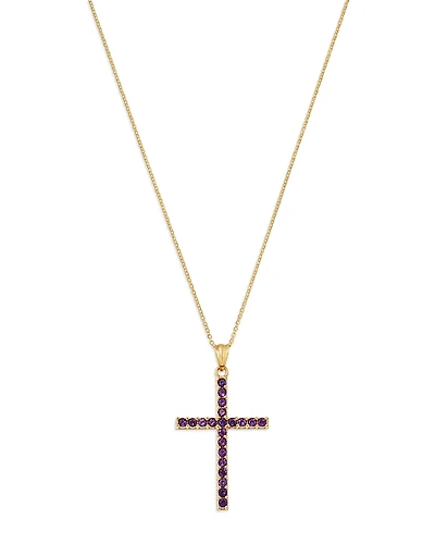 Bloomingdale's Fine Collection Amethyst Cross Pendant Necklace