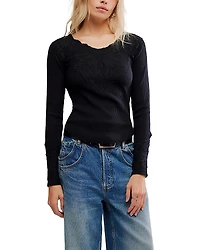 Free People Butterfly Lace Trim Top