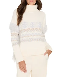 Nic+Zoe Fringe Trim Turtleneck Sweater