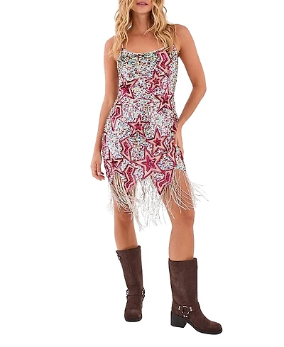 Nasty Gal Star Embellished Tassel Hem Mini Dress