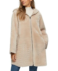 Gorski Reversible Shearling Parka Coat with Grooved Pattern