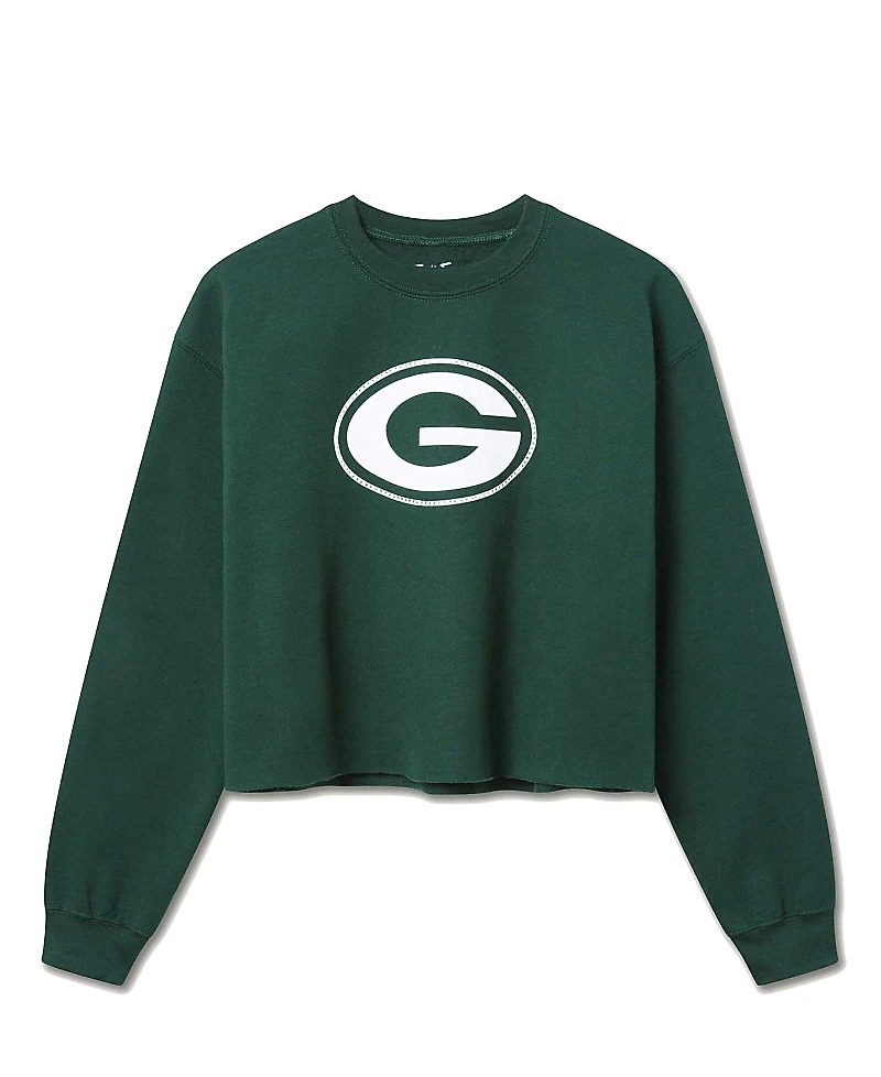 Junk Food Clothing Women's Nfl Green Bay Packers Bling Flea Market Crop Fleece