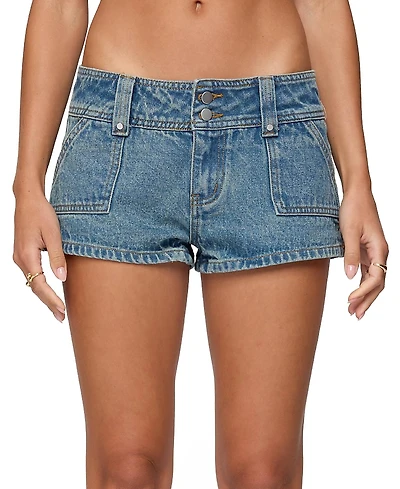 Edikted Keinan Low Rise Denim Shorts