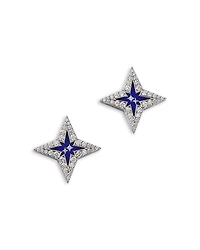 Roberto Coin 18K White Gold Stardust Diamond & Blue Ceramic Star Stud Earrings