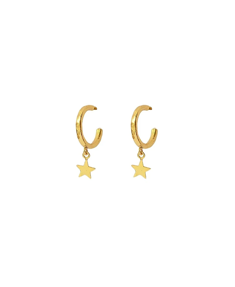 Ottoman Hands Star Charm Hoop Earrings