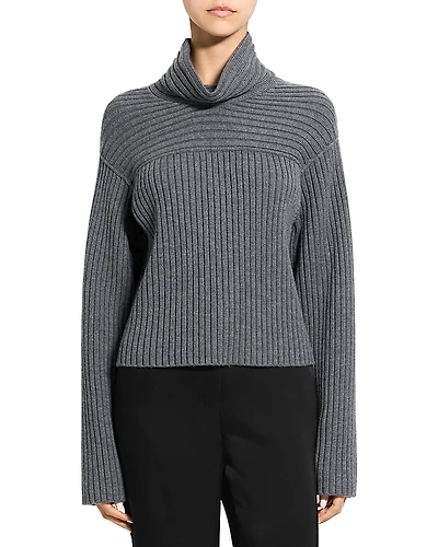 Theory Wool Ribbed Mock Neck Sweater