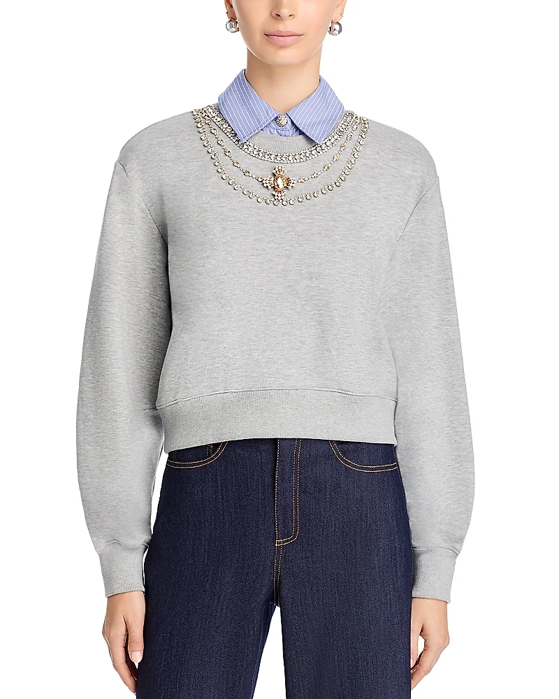 Cinq a Sept Lavina Embellished Collared Sweater