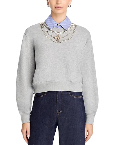 Cinq a Sept Lavina Embellished Collared Sweater