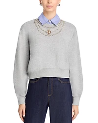 Cinq a Sept Lavina Embellished Collared Sweater