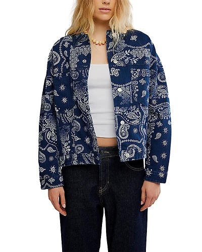 Free People Opal Swing Printed Denim Jacket