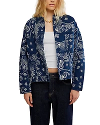 Free People Opal Swing Printed Denim Jacket