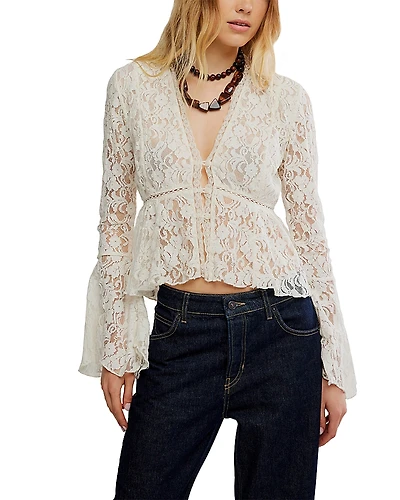 Free People Whispering Love Lace Blouse