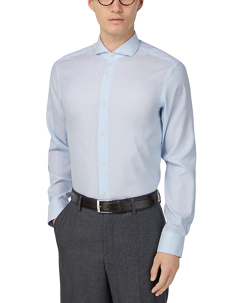 Boggi Milano Non-Iron Dobby Naples Collar Dress Shirt