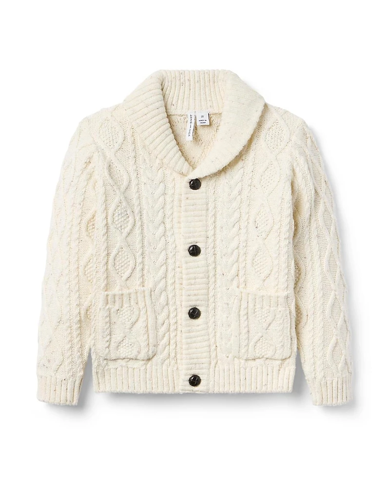Janie and Jack Boys' Cable Knit Shawl Collar Cardigan - Little Kid, Big Kid