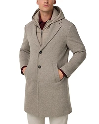 Boggi Milano Single Breasted Jersey Coat with Removable Hooded Insert