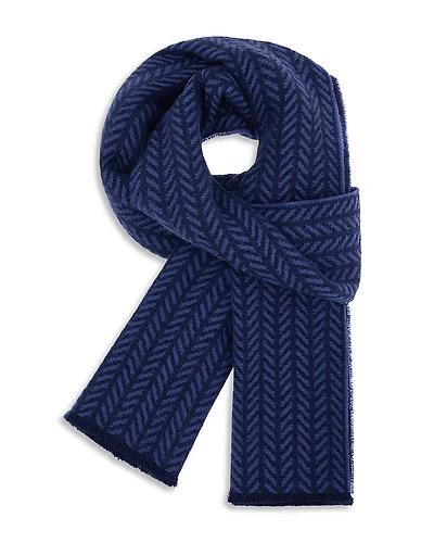 Boggi Milano Herringbone Jacquard Wool Scarf
