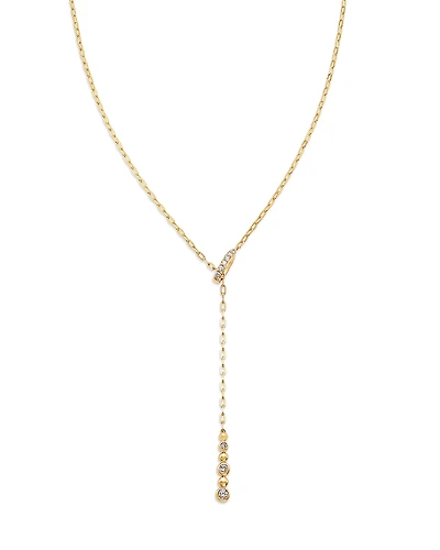 Moon & Meadow 14K Yellow Gold Lab Grown Diamond Lariat Necklace, 18