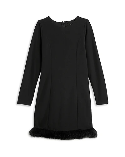 Aqua Girls' Feather Trim Dress, Big Kid - Exclusive