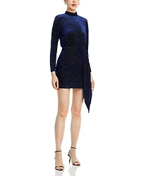 Aqua Studded Velvet Mini Dress - Exclusive