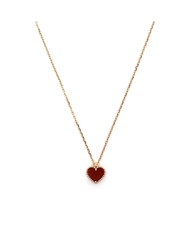 Pre-Owned Van Cleef & Arpels Sweet Alhambra Heart Pendant Necklace 18K Rose Gold and Carnelian