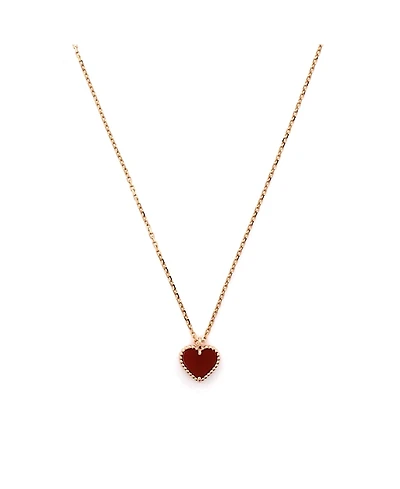 Pre-Owned Van Cleef & Arpels Sweet Alhambra Heart Pendant Necklace 18K Rose Gold and Carnelian