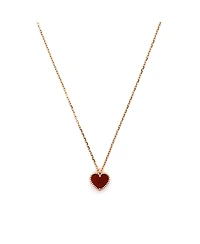 Pre-Owned Van Cleef & Arpels Sweet Alhambra Heart Pendant Necklace 18K Rose Gold and Carnelian