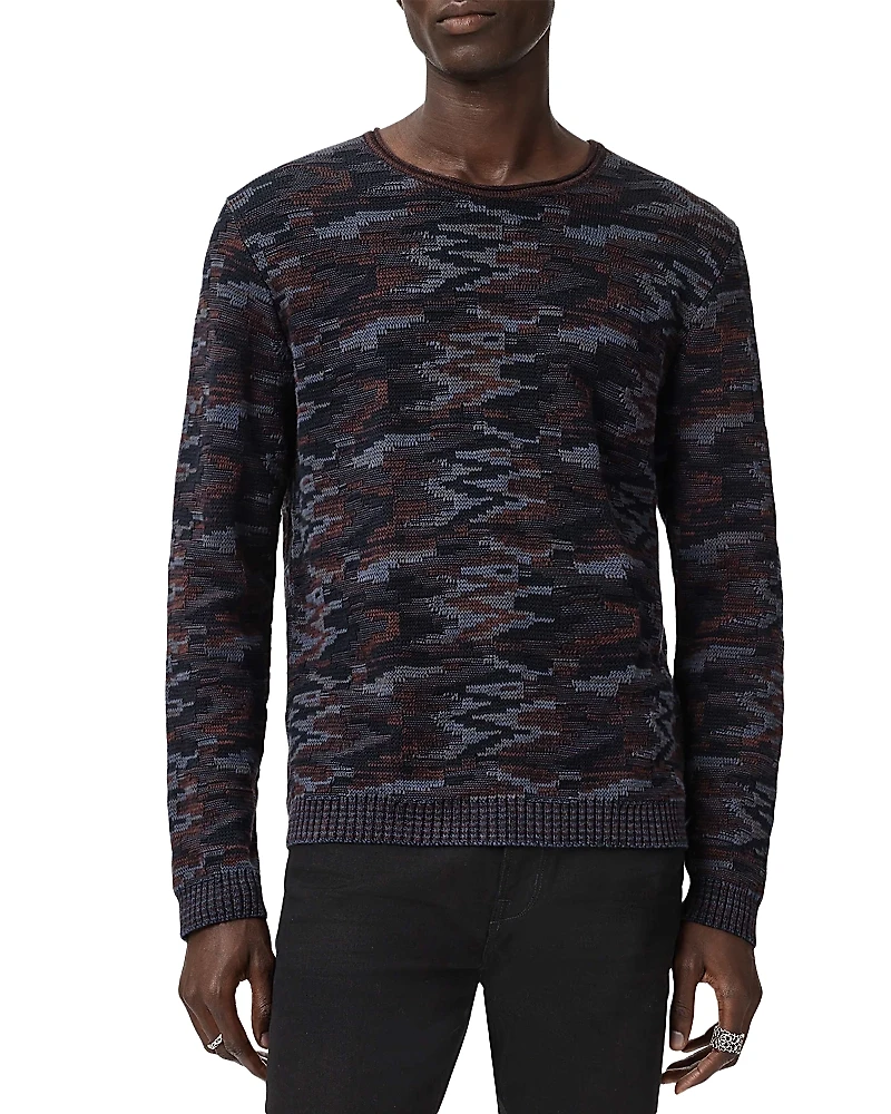 John Varvatos Caden Winter Pavement Jacquard Crewneck Sweater