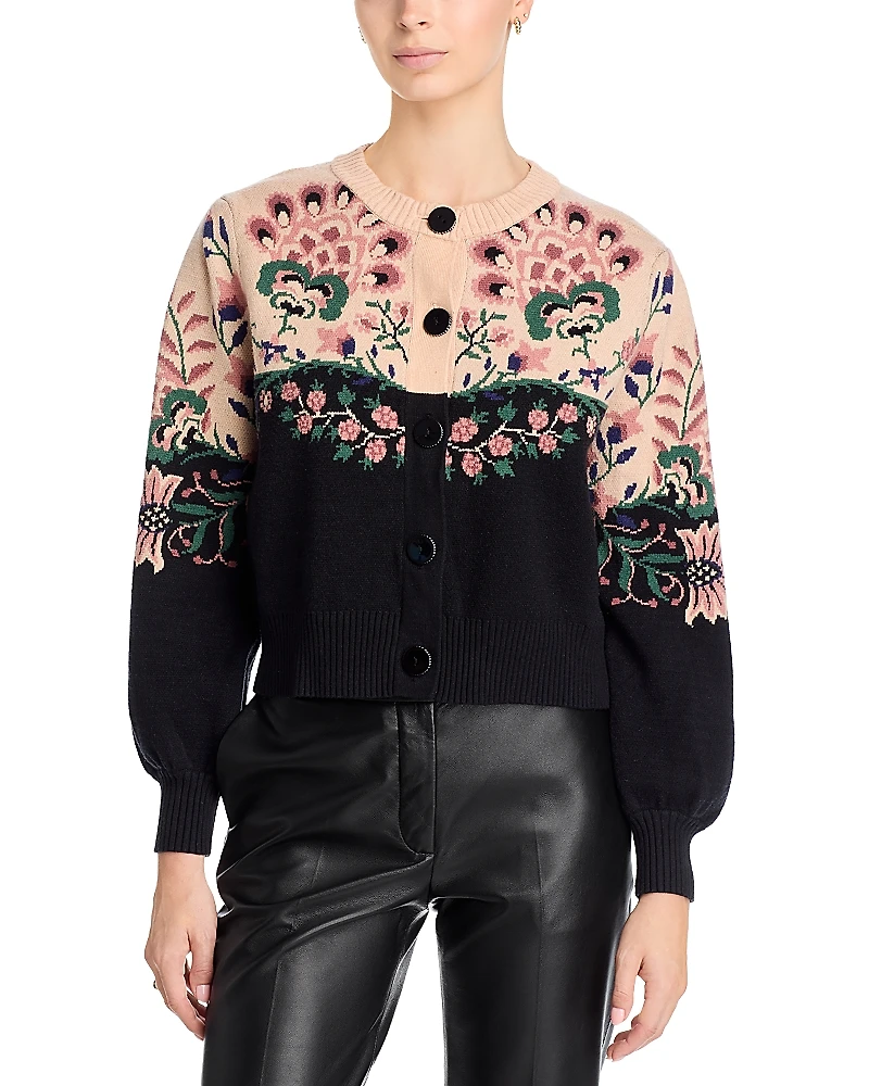 Farm Rio Belle Garden Mixed Knit Cardigan