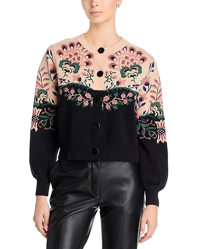 Farm Rio Belle Garden Mixed Knit Cardigan