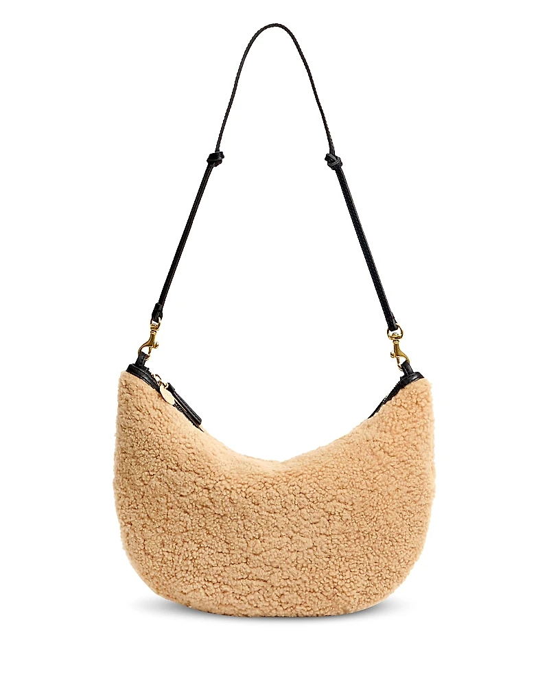 Clare V. Lune Small Shearling Shoulder Bag