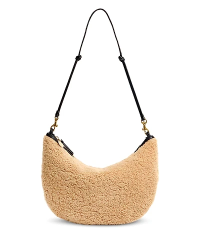 Clare V. Lune Small Shearling Shoulder Bag