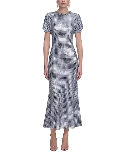 Self-Portrait Rhinestone Mesh Midi Dress