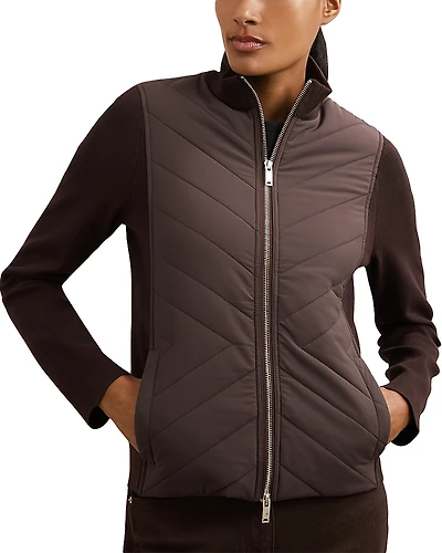 Reiss Hansel Knitted Mixed Media Jacket