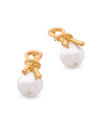 Aqua Knot & Imitation Pearl Earrings - Exclusive