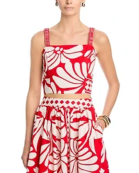 Aqua Floral Border Top