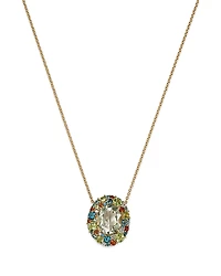 Bloomingdale's Fine Collection Prasiolite, Multi Gemstone & Diamond Halo Pendant Necklace