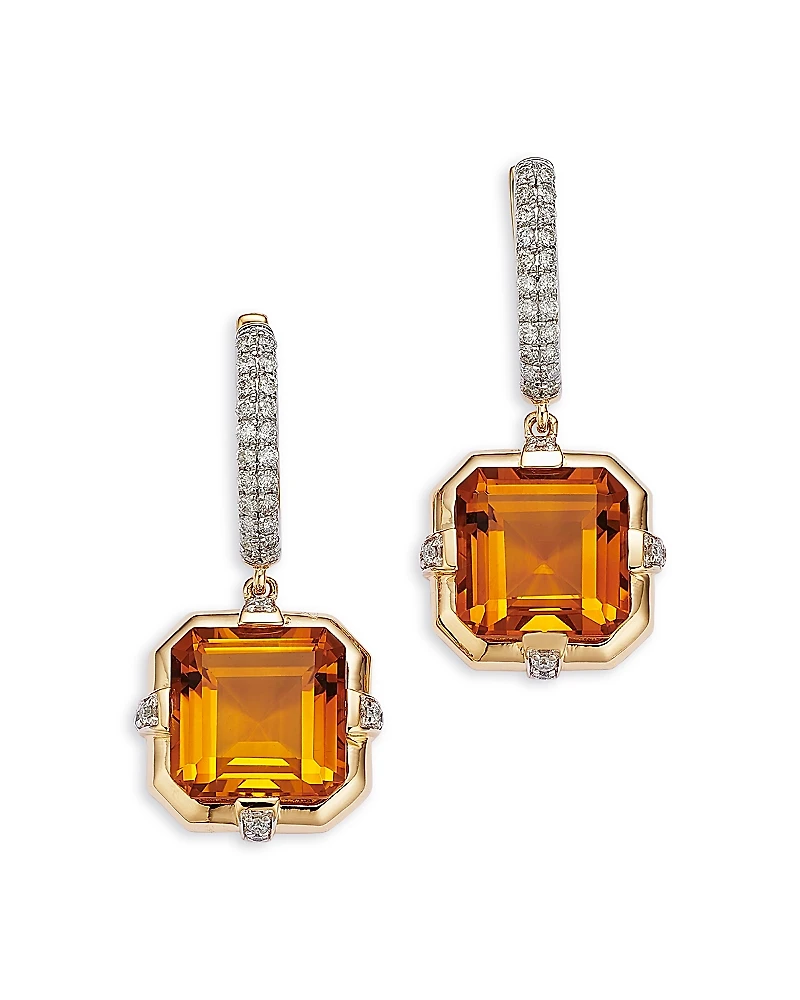 Bloomingdale's Fine Collection Citrine & Diamond Drop Earrings